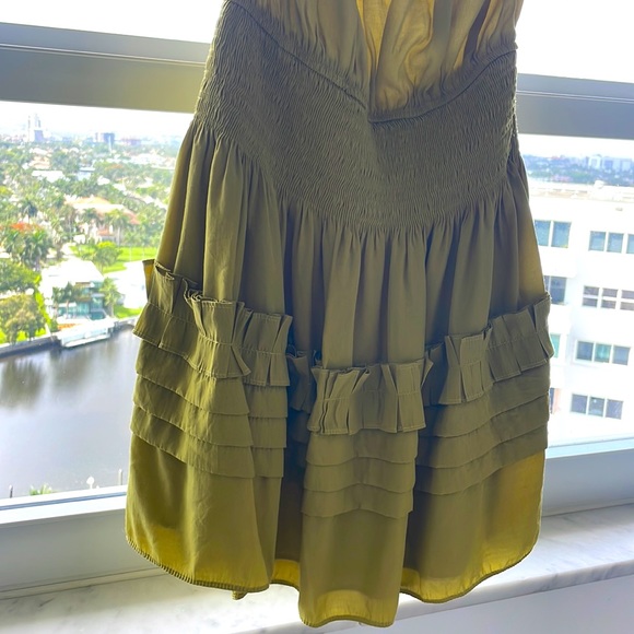 Mustard Seed One Shoulder Chartreuse Dress Small - Picture 5 of 10